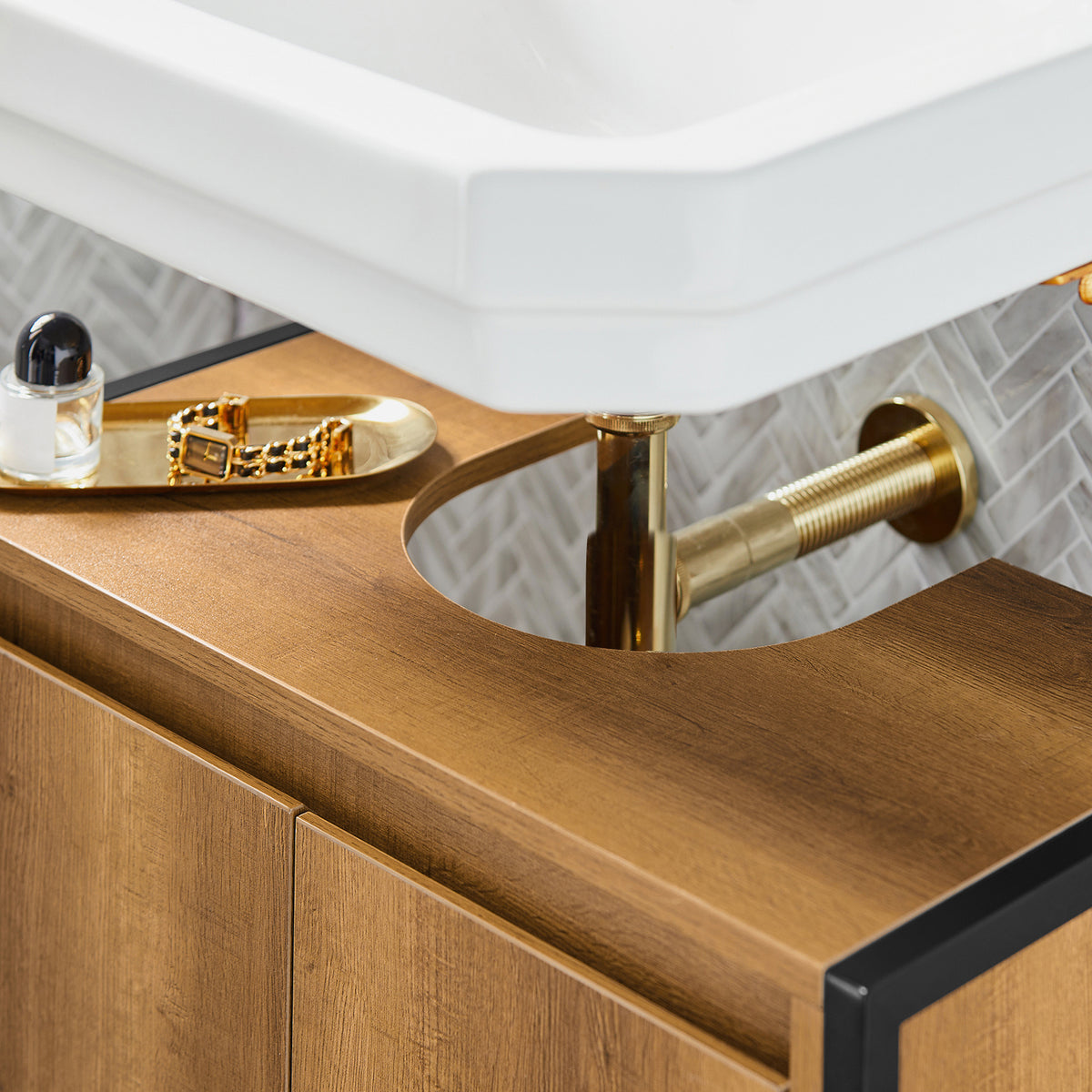 SoBuy BZR63-PF Meuble sous Lavabo Salle de Bain Meuble Salle de Bain avec 2 Portes et Étagère, Petit Meuble Rangement sous Vasque avec Pieds Réglables 60x60x30 cm