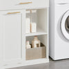 SoBuy BZR66-W Meuble Salle de Bain avec Panier à Linge Amovible, Tiroir et 2 Étagères pour Rangement - Meuble de Rangement Compact Blanc pour Salle de Bain, 66x37x95 cm