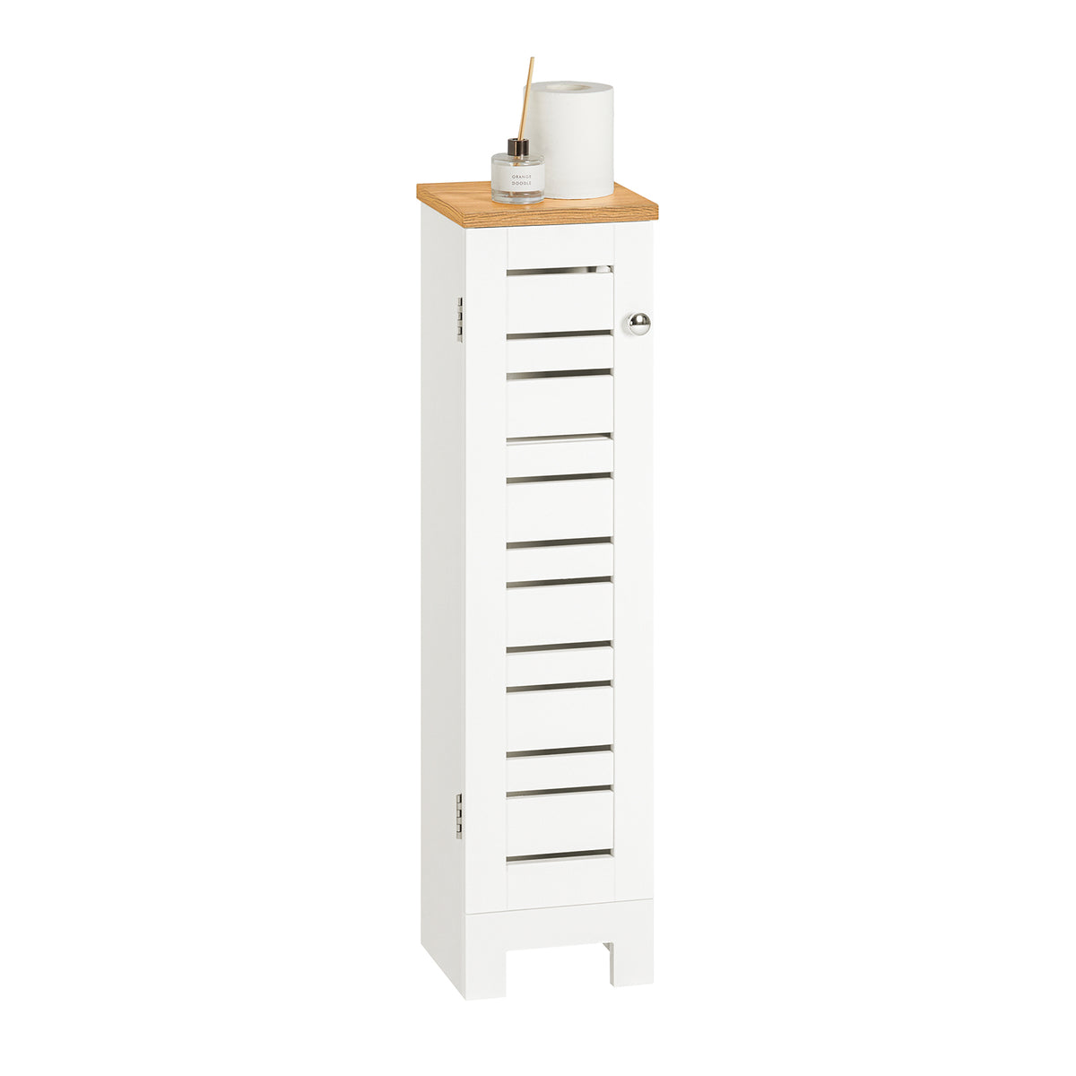 SoBuy BZR85-W Armoire de Salle de Bain Étroit – Meuble WC Rangement Gain de Place – Rangement pour Papier Toilette en Bois, p