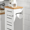 SoBuy BZR85-W Armoire de Salle de Bain Étroit – Meuble WC Rangement Gain de Place – Rangement pour Papier Toilette en Bois, pour Petites Espace, Résistant à l'Humidité, Blanc-Naturel, 20x75x18 cm