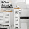 SoBuy BZR85-W Armoire de Salle de Bain Étroit – Meuble WC Rangement Gain de Place – Rangement pour Papier Toilette en Bois, pour Petites Espace, Résistant à l'Humidité, Blanc-Naturel, 20x75x18 cm