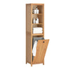 SoBuy BZR95-N Meuble Colonne de Salle de Bain, Armoire Haute, Placard de Rangement, Étagère de Rangement avec 1 Panier à Linge et 3 Étagères