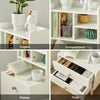 SoBuy FBT100-W Table de Nuit Moderne avec Tiroirs & Étagères Ouvertes, Table de Chevet avec Pieds en Bois de Pin, Rangement pour Chambre & Salon, Blanc