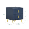 SoBuy FBT115-B Table de Chevet, Table de Nuit avec 2 tiroirs, Table d’appoint Moderne pour Chambre et Salon, Bleu L40 x P40 x H47 cm