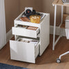 SoBuy FBT121-W Table de Chevet avec 2 Tiroirs Table de Nuit Bout de Canapé Table d'Appoint Table Téléphone Table de Café Table Basse