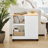 SoBuy FBT130-WN Bout de Canapé, Table d'appoint avec 2 Tiroirs, Compartiment Ouvert, Meuble de Rangement à roulettes, Chariot pour Salon, Bureau, Chambre, Blanc, L60xP30xH60cm
