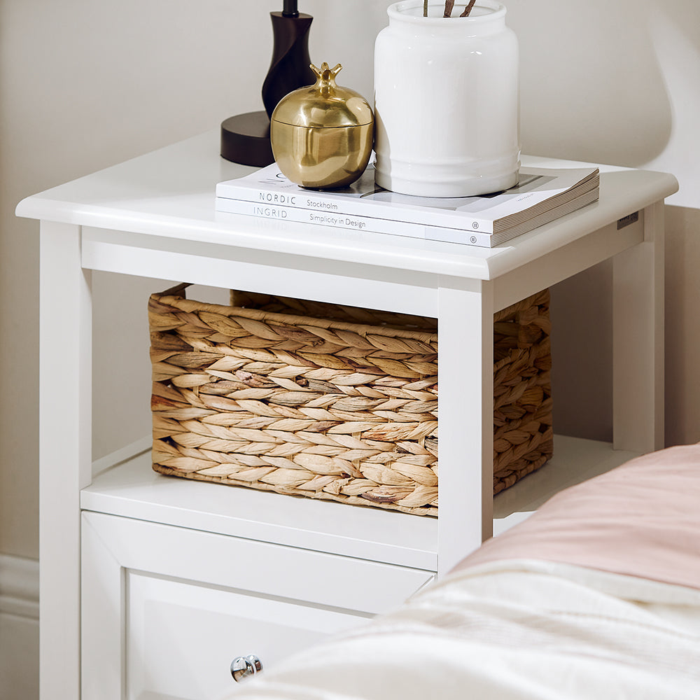 SoBuy FBT131-W Table de Chevet, Table d'Appoint, Bout de Canapé avec 1 Tiroir, Table de Nuit Convient pour Tout Lit et Toute Chambre, Blanc, 45 x 35 x 60 cm