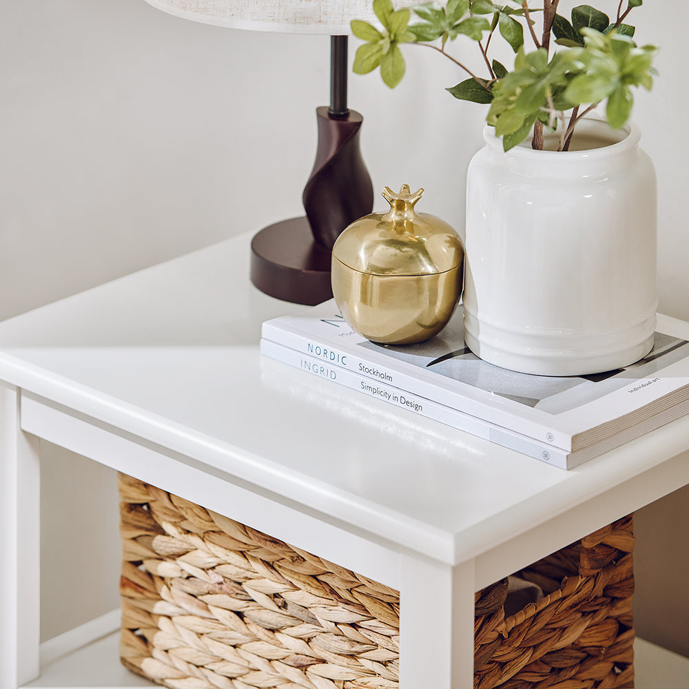SoBuy FBT131-W Table de Chevet, Table d'Appoint, Bout de Canapé avec 1 Tiroir, Table de Nuit Convient pour Tout Lit et Toute Chambre, Blanc, 45 x 35 x 60 cm