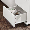 SoBuy FBT141-W Bout de Canapé, Table d'appoint Roulante, Table Basse, Table à Café avec 3 Tiroir, pour Salon, Bureau, Chambre