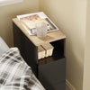 SoBuy FBT149-SCH Table de Chevet Étroite 20 cm, Table d'Appoint Fine avec 2 Tiroirs et Compartiment Ouvert, Chevet de Lit pour Petit Espace, côté canapé ou lit, 20x35x60 cm Noir