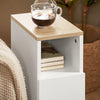 SoBuy FBT149-WN Table de Chevet Étroite Table d'Appoint Fine avec 2 Tiroirs et Étagère Chevet de Lit Rangement pour Chambre à Coucher Salon Blanc L 20 x P 35 x H 60 cm