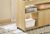 SoBuy FBT152-N Bout de Canapé sur roulettes Table d'Appoint avec 1 Plateau Semi-Fermé et 3 Compartiments avec 2 Portes coulissantes