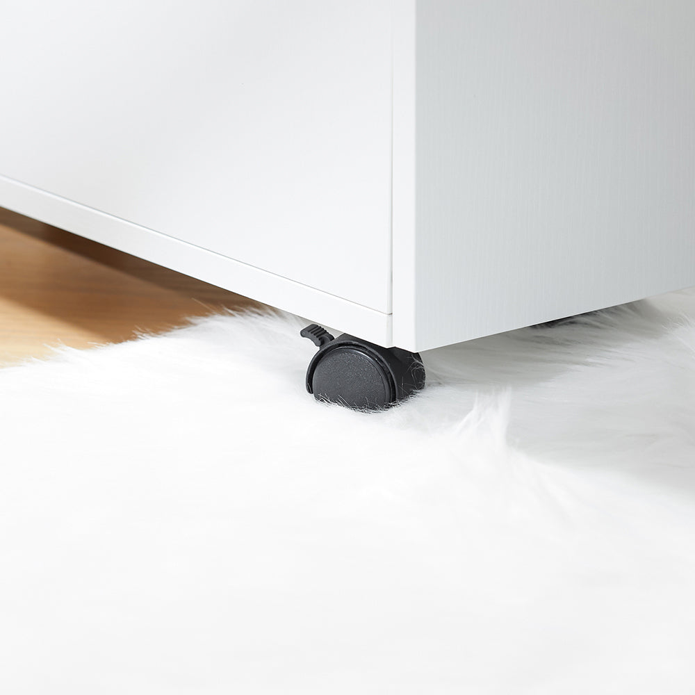 SoBuy FBT155-WN Bout de Canapé sur roulettes Table de Chevet Table de Nuit Table d'Appoint