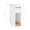 SoBuy FBT163-WN Table de Chevet étroite de 20 cm avec tiroir et étagère, Meuble Gain de Place pour Salon, Blanche et Naturelle 20 x 35 x 60 cm