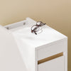 SoBuy FBT163-WN Table de Chevet étroite de 20 cm avec tiroir et étagère, Meuble Gain de Place pour Salon, Blanche et Naturelle 20 x 35 x 60 cm