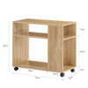 SoBuy FBT34-N Table d'appoint avec roulettes, Table roulante à 2 Niveaux avec étagères de Rangement, Bibliothèque Mobile pour Salon, Chambre, Bureau, L70 x P35 x H60cm Naturel