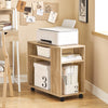 SoBuy FBT34-N Table d'appoint avec roulettes, Table roulante à 2 Niveaux avec étagères de Rangement, Bibliothèque Mobile pour Salon, Chambre, Bureau, L70 x P35 x H60cm Naturel