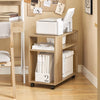 SoBuy FBT34-N Table d'appoint avec roulettes, Table roulante à 2 Niveaux avec étagères de Rangement, Bibliothèque Mobile pour Salon, Chambre, Bureau, L70 x P35 x H60cm Naturel