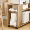 SoBuy FBT34-N Table d'appoint avec roulettes, Table roulante à 2 Niveaux avec étagères de Rangement, Bibliothèque Mobile pour Salon, Chambre, Bureau, L70 x P35 x H60cm Naturel