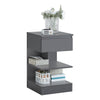 SoBuy FBT49-HG Table de Chevet - Table de Nuit avec 1 tiroir et 2 étagères, Table d'appoint pour Chambre à Coucher - Meuble de Rangement Moderne L39 x P39 x H65 cm Gris