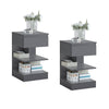SoBuy FBT49-HGx2 Lot de 2 Table de Chevet - Table de Nuit avec 1 tiroir et 2 étagères, Table d'appoint pour Chambre à Coucher - Meuble de Rangement Moderne L39 x P39 x H65 cm Gris