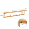 SoBuy FHK06-N Étagère Porte-Serviette Porte-Manteau Mural Penderie Patère Murale en Bambou avec Étagère et 6 Crochets - L90 x P12,5 x H16,5cm