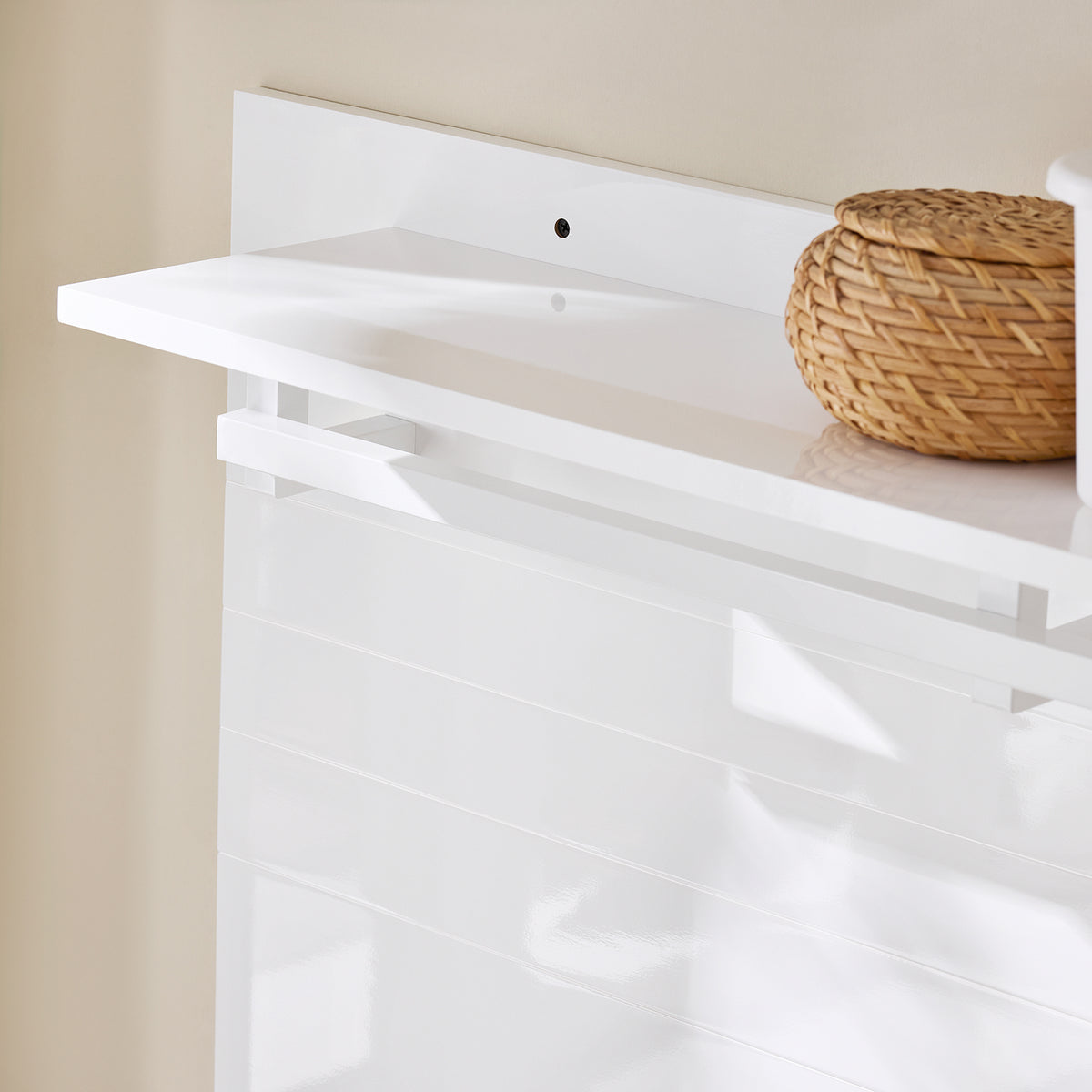 SoBuy FHK36-W Porte-Manteau Mural avec Étagère et 4 Crochets – 100×20×70 cm, Charge 21 kg, MDF E1, Blanc