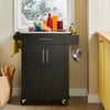SoBuy FKW110‑SCH Desserte Cuisine à roulettes Meuble Cuisine Rangement Meuble Bas Cuisine Petit Meuble de Rangement Cuisine avec Plan de Travail 80×90×46 cm Noir