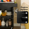 SoBuy FKW110‑SCH Desserte Cuisine à roulettes Meuble Cuisine Rangement Meuble Bas Cuisine Petit Meuble de Rangement Cuisine avec Plan de Travail 80×90×46 cm Noir
