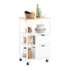 SoBuy FKW111-WN Desserte Cuisine à Roulettes avec Tiroir et Étagères, Chariot de Cuisine Rangement avec Plan de Travail, Blanc & Naturel 53×37×89 cm