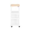 SoBuy FKW111-WN Desserte Cuisine à Roulettes avec Tiroir et Étagères, Chariot de Cuisine Rangement avec Plan de Travail, Blanc & Naturel 53×37×89 cm