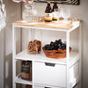 SoBuy FKW111-WN Desserte Cuisine à Roulettes avec Tiroir et Étagères, Chariot de Cuisine Rangement avec Plan de Travail, Blanc & Naturel 53×37×89 cm
