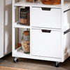 SoBuy FKW111-WN Desserte Cuisine à Roulettes avec Tiroir et Étagères, Chariot de Cuisine Rangement avec Plan de Travail, Blanc & Naturel 53×37×89 cm