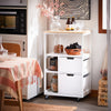 SoBuy FKW111-WN Desserte Cuisine à Roulettes avec Tiroir et Étagères, Chariot de Cuisine Rangement avec Plan de Travail, Blanc & Naturel 53×37×89 cm