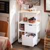 SoBuy FKW111-WN Desserte Cuisine à Roulettes avec Tiroir et Étagères, Chariot de Cuisine Rangement avec Plan de Travail, Blanc & Naturel 53×37×89 cm