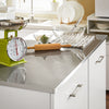 SoBuy FKW117-W Desserte à roulettes Îlot Central avec Plan de Travail INOX et 1 Tiroir, Chariot Mobile pour Cuisine ou Salle à Manger, Meuble de Cuisine avec Rangement 120 x 56 x 90 cm