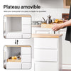 Prévente SoBuy FKW123-WN Petit Îlot de Cuisine Gain de Place sur Roulettes, Plan de Travail en Bois d'Hévéa, Meuble Compact avec Tiroirs et Rangement – 72x40x84cm, Blanc