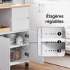 Prévente SoBuy FKW123-WN Petit Îlot de Cuisine Gain de Place sur Roulettes, Plan de Travail en Bois d'Hévéa, Meuble Compact avec Tiroirs et Rangement – 72x40x84cm, Blanc