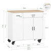 SoBuy FKW126-WN Ìlot de Cuisine sur Roulettes – 2 Tiroirs, 2 Portes, Porte-Torchon, Charge 92 kg – 105×46×92 cm, Blanc