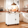 SoBuy FKW126-WN Ìlot de Cuisine sur Roulettes – 2 Tiroirs, 2 Portes, Porte-Torchon, Charge 92 kg – 105×46×92 cm, Blanc