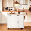 SoBuy FKW126-WN Ìlot de Cuisine sur Roulettes – 2 Tiroirs, 2 Portes, Porte-Torchon, Charge 92 kg – 105×46×92 cm, Blanc