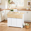 SoBuy FKW129-WN Îlot Central de Cuisine sur Roulettes, Plan Extensible 44→69cm, 2 Tiroirs & 2 Portes, Étagères Réglables, Chariot Mobile – 113x91cm, Blanc