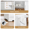 SoBuy FKW129-WN Îlot Central de Cuisine sur Roulettes, Plan Extensible 44→69cm, 2 Tiroirs & 2 Portes, Étagères Réglables, Chariot Mobile – 113x91cm, Blanc
