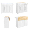 SoBuy FKW129-WN Îlot Central de Cuisine sur Roulettes, Plan Extensible 44→69cm, 2 Tiroirs & 2 Portes, Étagères Réglables, Chariot Mobile – 113x91cm, Blanc
