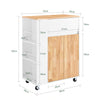 SoBuy FKW132-WN Desserte Cuisine avec Roues, pour Cuisine et Salle à Manger, Rangement Optimisé, Design Fonctionnel – L70×P40×H90 cm, Bois d’Hévéa, Blanc