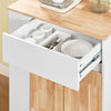 SoBuy FKW132-WN Desserte Cuisine avec Roues, pour Cuisine et Salle à Manger, Rangement Optimisé, Design Fonctionnel – L70×P40×H90 cm, Bois d’Hévéa, Blanc