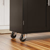 SoBuy FKW133-SCH Desserte de Cuisine à Roulettes – Plan Bois 99 cm, Tiroir, Placard 2 Portes, 3 Étagères, 75 kg | Noir