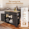 SoBuy FKW133-SCH Desserte de Cuisine à Roulettes – Plan Bois 99 cm, Tiroir, Placard 2 Portes, 3 Étagères, 75 kg | Noir