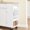 SoBuy FKW133-WN Îlot Central de Cuisine Mobile – Desserte à roulettes de Cuisine – Meuble de Cuisine avec Plan de Travail et Tiroir pour Salle à Manger ou Cuisine Extérieure, Blanc 99x40x85 cm