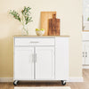SoBuy FKW133-WN Îlot Central de Cuisine Mobile – Desserte à roulettes de Cuisine – Meuble de Cuisine avec Plan de Travail et Tiroir pour Salle à Manger ou Cuisine Extérieure, Blanc 99x40x85 cm